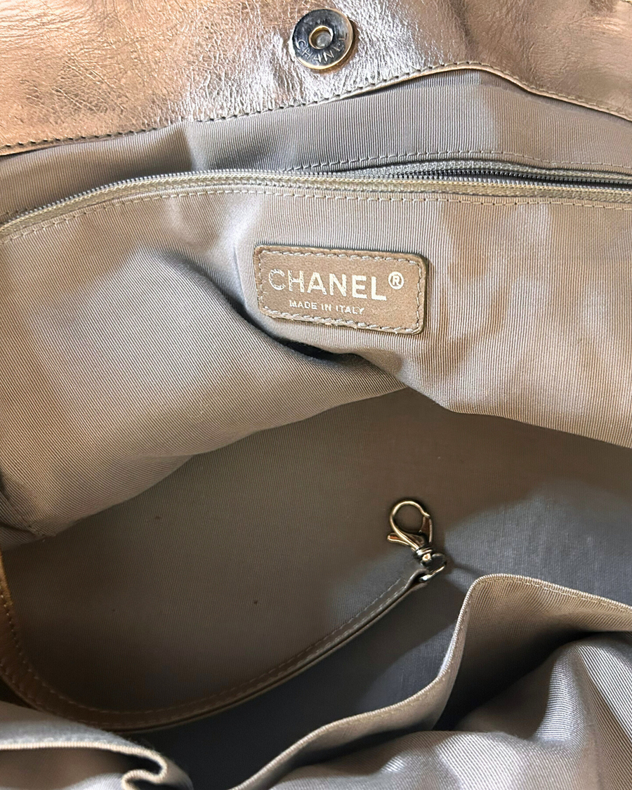 Sac Chanel Tote gris métallique